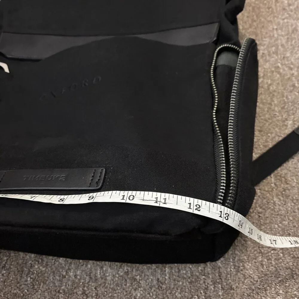 Timbuk2 Men's Jet Black Canvas Foundry Pack Laptop Backpack Work Travel CO logo